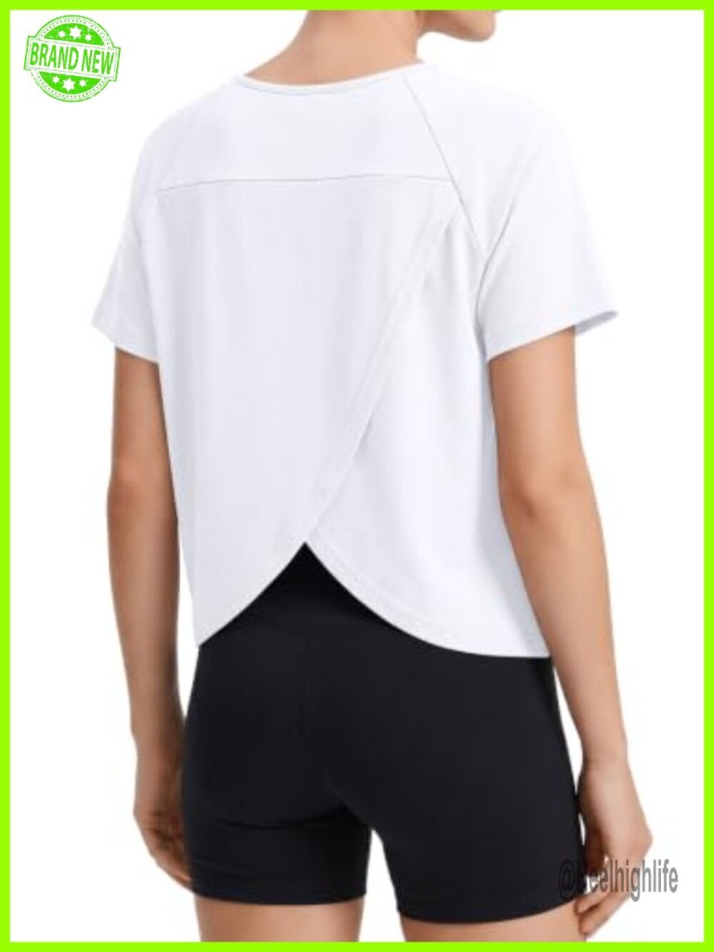 Women UPF 50+ Cotton Blend Split Back Crop Workout Top